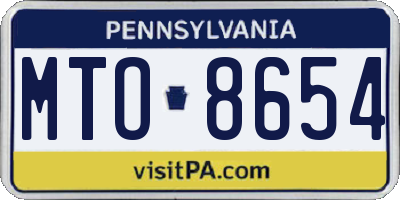 PA license plate MTO8654