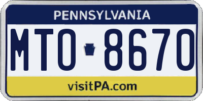 PA license plate MTO8670