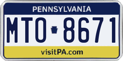 PA license plate MTO8671