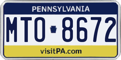 PA license plate MTO8672