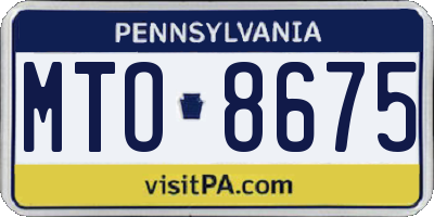 PA license plate MTO8675