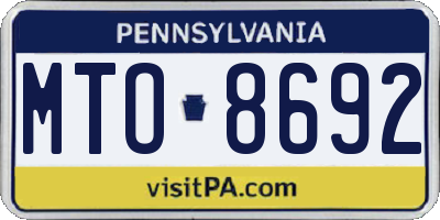 PA license plate MTO8692