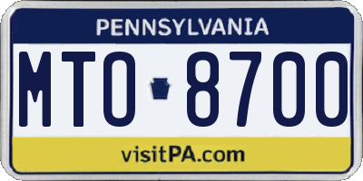 PA license plate MTO8700