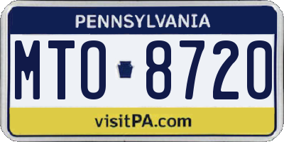 PA license plate MTO8720