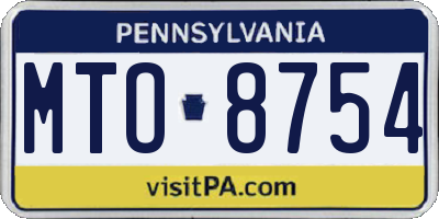 PA license plate MTO8754