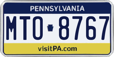 PA license plate MTO8767