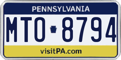 PA license plate MTO8794