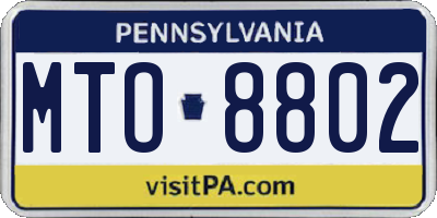 PA license plate MTO8802