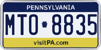 PA license plate MTO8835