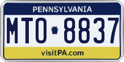 PA license plate MTO8837