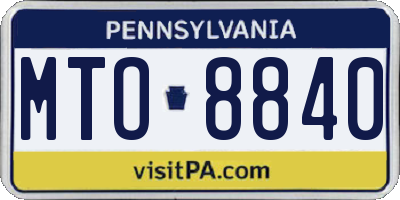 PA license plate MTO8840