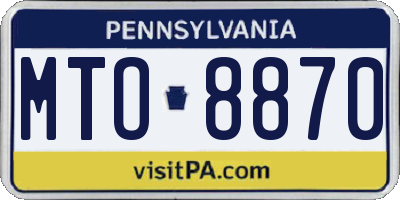 PA license plate MTO8870