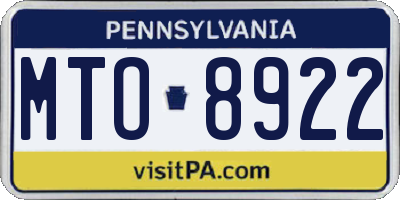 PA license plate MTO8922