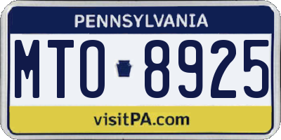 PA license plate MTO8925