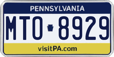 PA license plate MTO8929