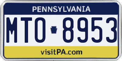 PA license plate MTO8953