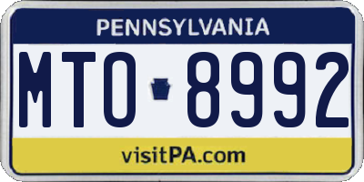PA license plate MTO8992