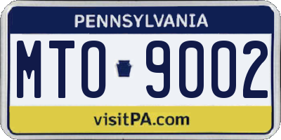 PA license plate MTO9002