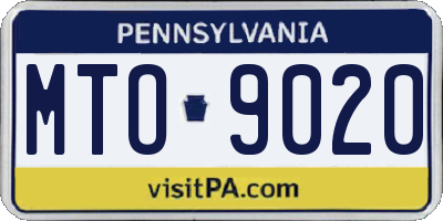 PA license plate MTO9020