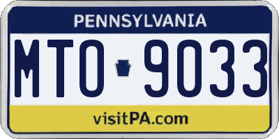 PA license plate MTO9033