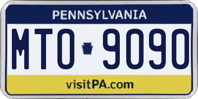 PA license plate MTO9090