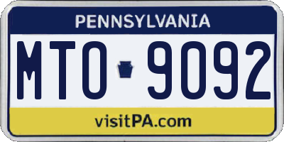 PA license plate MTO9092