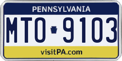 PA license plate MTO9103