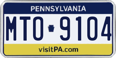 PA license plate MTO9104