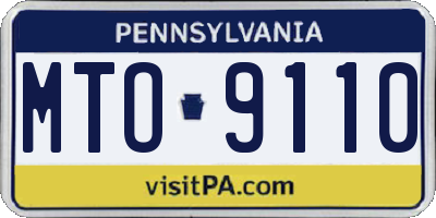 PA license plate MTO9110