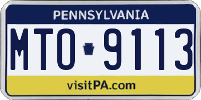 PA license plate MTO9113