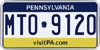 PA license plate MTO9120