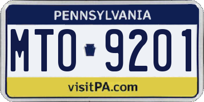 PA license plate MTO9201