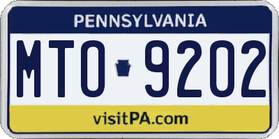 PA license plate MTO9202