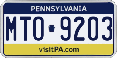 PA license plate MTO9203