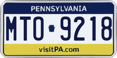 PA license plate MTO9218