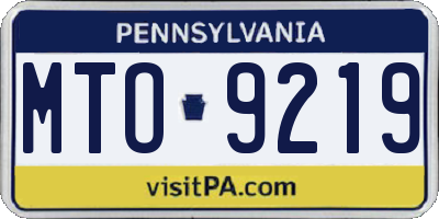 PA license plate MTO9219