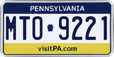 PA license plate MTO9221