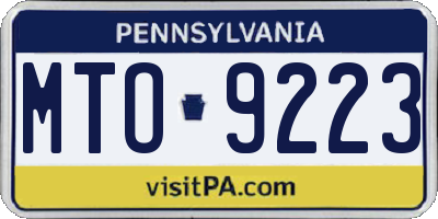 PA license plate MTO9223