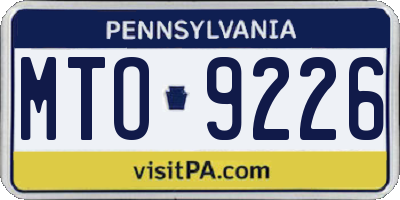PA license plate MTO9226