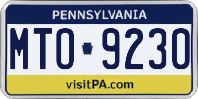 PA license plate MTO9230