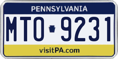 PA license plate MTO9231