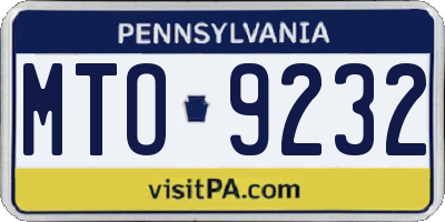PA license plate MTO9232