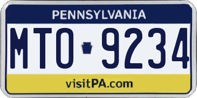 PA license plate MTO9234