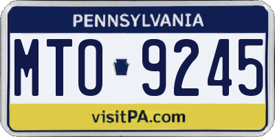 PA license plate MTO9245
