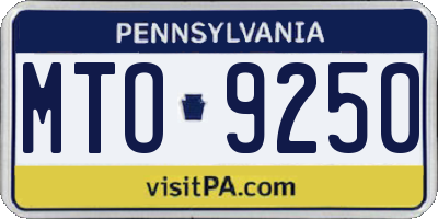 PA license plate MTO9250