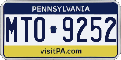 PA license plate MTO9252