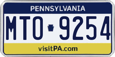 PA license plate MTO9254