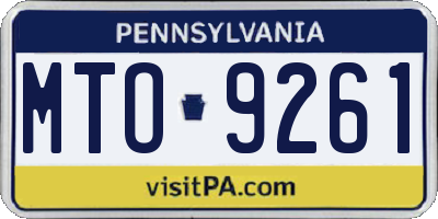 PA license plate MTO9261