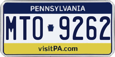 PA license plate MTO9262