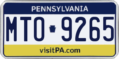 PA license plate MTO9265